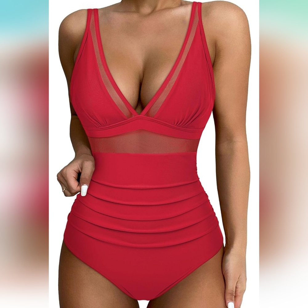 SUUKSESS Mesh Panel Tummy Control Swimsuit